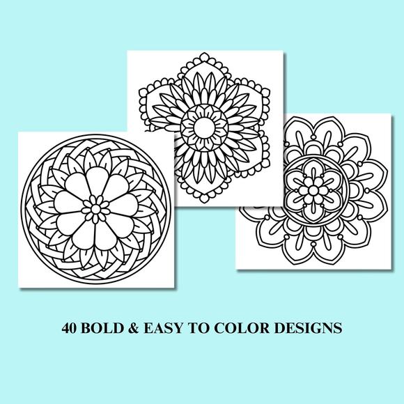 Bold Mandala Coloring Book: 40 Easy Relaxation Designs - Picture 5 of 6